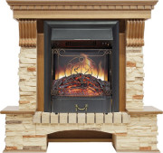 Каминокомплект Pierre Luxe - Дуб / Сланец с очагом Majestic FX Black
