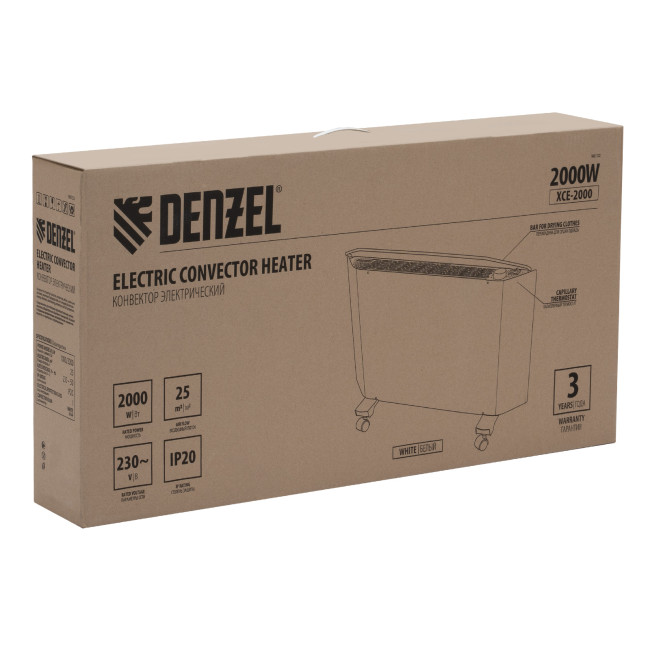 Конвектор электрический XCE-2000, 230 В, 2000 Вт, X-образный нагреватель Denzel