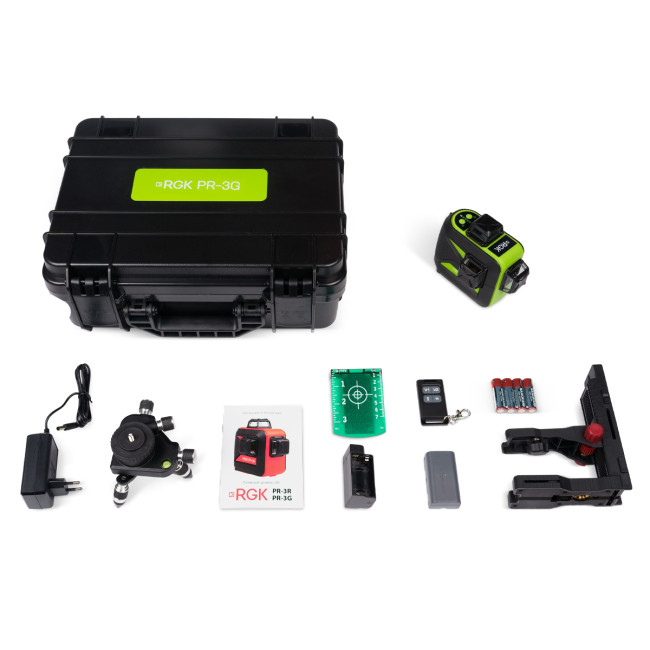 Комплект: лазерный уровень RGK PR-3G + штатив Комплект: лазерный уровень RGK PR-3G + штатив