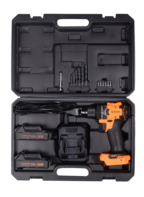 Дрель-шуруповерт аккумуляторная Вихрь ДА-20Л-2К/БП (2,0 А/ч) (бесщеточный двигатель, 70Нм)