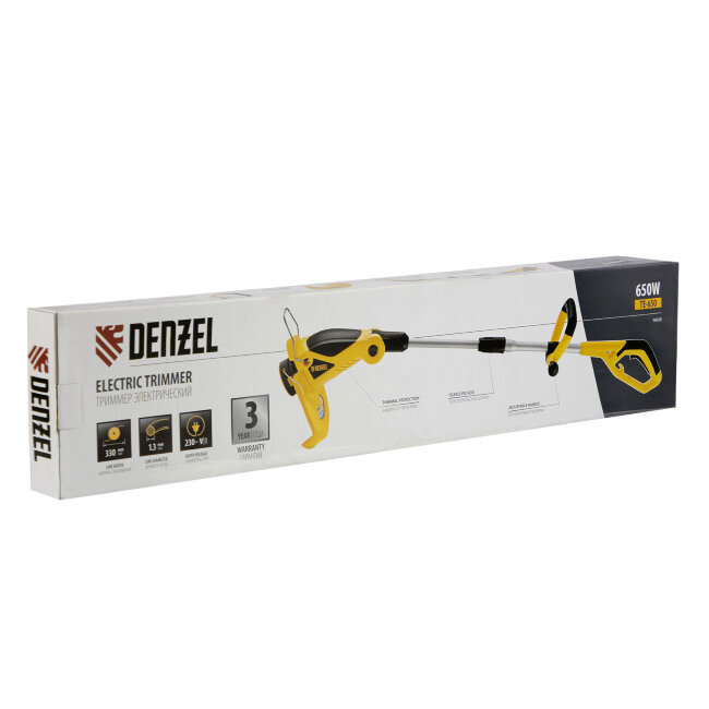 Триммер электрический TE-650, 650Вт,330мм,катушка автомат,телескоп.штанга,регул. углы накл. Denzel