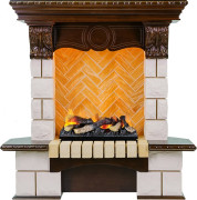 Каминокомплект Pierre Luxe - Темный дуб / Шампань (Высота 975мм) с очагом Cassette 400 LNH-INT (с дровами)