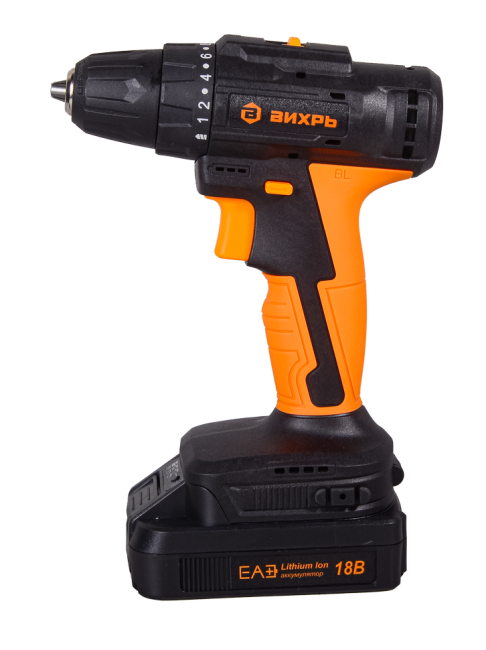 Дрель-шуруповерт аккумуляторная Вихрь ДА-18Л-2К/Б (бесщеточный двигатель)