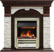 Каминокомплект Dublin - Темный дуб / Сланец белый с очагом Cavendish