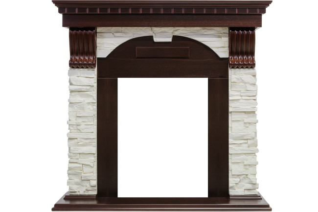 Каминокомплект Dublin - Темный дуб / Сланец белый с очагом Cavendish