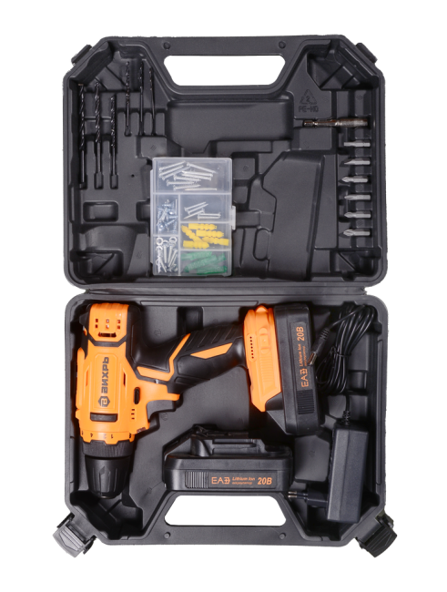 Дрель-шуруповерт аккумуляторная Вихрь ДА-20Л-2КА с набором оснастки 65 предметов