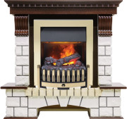 Каминокомплект Pierre Luxe - Темный дуб / Белый (Высота 1020мм) с очагом Danville Brass FB2
