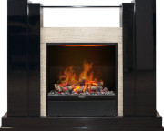 Каминокомплект Rockwell - Черный лак, слоновая кость с очагом Albany