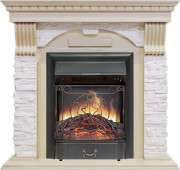 Каминокомплект Dublin - Слоновая кость с патиной / Сланец крем с очагом Majestic FX Black