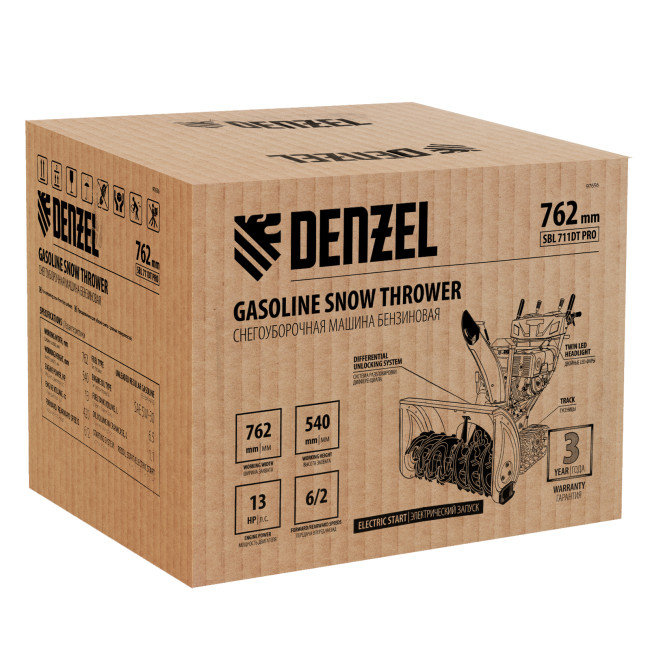 Бензиновая снегоуборочная машина SBL 711DT PRO, 420cc, гусеницы, эл.старт, блок. дифф. Denzel Бензиновая снегоуборочная машина SBL 711DT PRO, 420cc, гусеницы, эл.старт, блок. дифф. Denzel