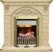 Каминокомплект Bern Сланец крупный бежевый / Алебастр темная патина с очагом Danville Antique Brass FB2