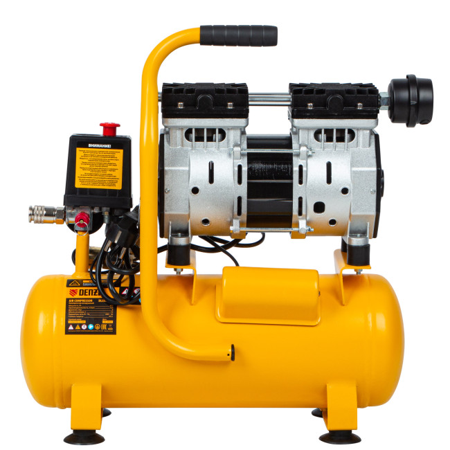 Компрессор DLS650/10 безмаслянный малошумный 650 Вт, 120 л/мин, ресивер 10 л Denzel Компрессор DLS650/10 безмаслянный малошумный 650 Вт, 120 л/мин, ресивер 10 л Denzel