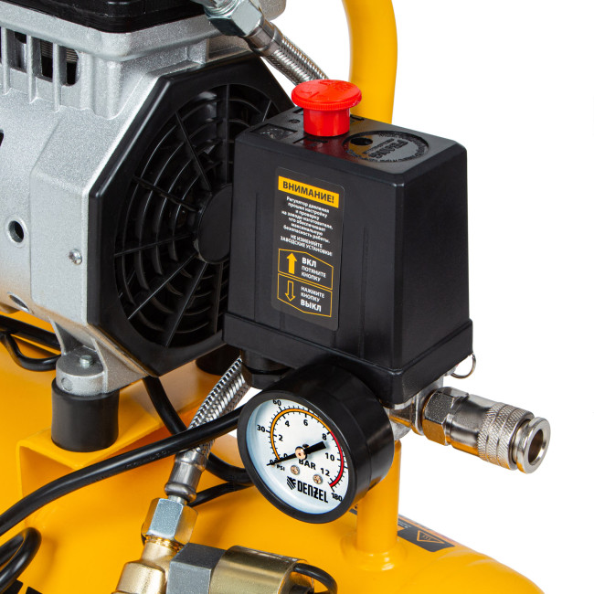 Компрессор DLS650/10 безмаслянный малошумный 650 Вт, 120 л/мин, ресивер 10 л Denzel Компрессор DLS650/10 безмаслянный малошумный 650 Вт, 120 л/мин, ресивер 10 л Denzel