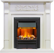 Каминокомплект Venice - Фактурный белый с очагом Brookline Black