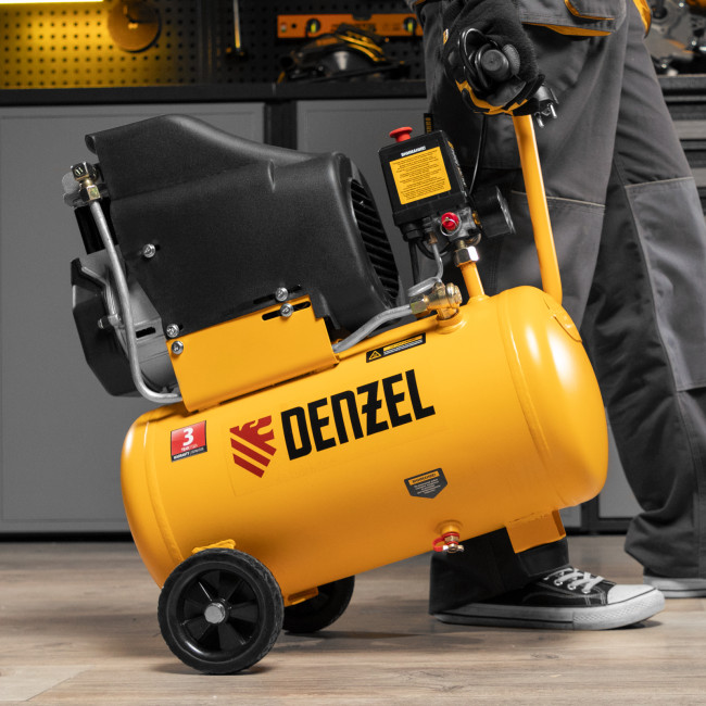 Компрессор воздушный DLC1300/24 безмасляный 1.3 кВт, 24 литра, 206 л/мин Denzel Компрессор воздушный DLC1300/24 безмасляный 1.3 кВт, 24 литра, 206 л/мин Denzel