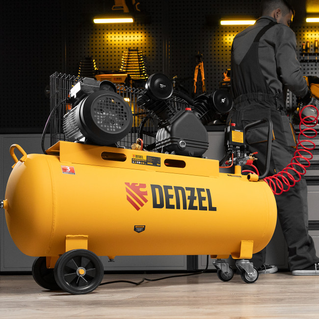 Компрессор воздушный BCV2200/100, ременный привод, 2.2 кВт, 100 литров, 370 л/мин Denzel Компрессор воздушный BCV2200/100, ременный привод, 2.2 кВт, 100 литров, 370 л/мин Denzel