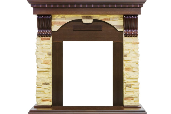 Каминокомплект Dublin угловой - Темный дуб / Сланец с очагом Fobos FX Black