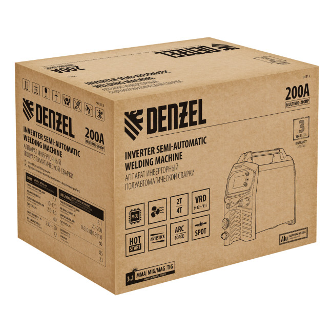 Аппарат инвертор. полуавтомат. сварки MultiMIG-200DP Synergy Double Pulse, 200 А, ПВ 80% Denzel Аппарат инвертор. полуавтомат. сварки MultiMIG-200DP Synergy Double Pulse, 200 А, ПВ 80% Denzel