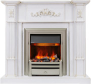 Каминокомплект Martin - Белый дуб, патина золото с очагом Chesford