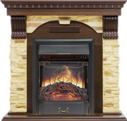 Каминокомплект Dublin угловой - Темный дуб / Сланец с очагом Majestic FX Black