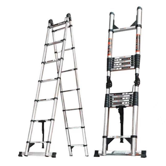 Лестница телескопическая трансформер нержавеющая сталь 2,5/5,0 м TM-5050CC