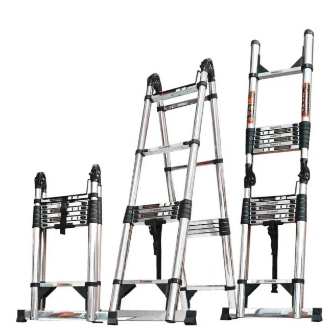 Лестница телескопическая трансформер нержавеющая сталь 2,5/5,0 м TM-5050CC