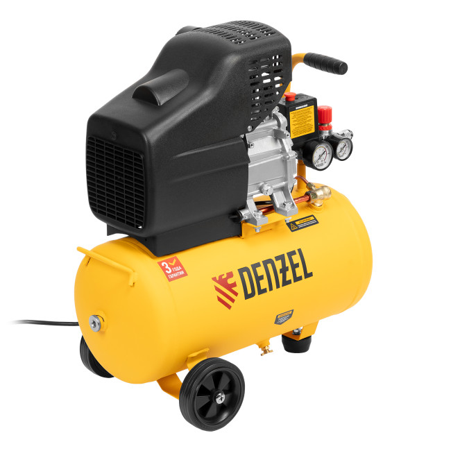 Компрессор воздушный DC1500/24, прямой привод, 1.5 кВт, 24 литра, 220 л/мин Denzel Компрессор воздушный DC1500/24, прямой привод, 1.5 кВт, 24 литра, 220 л/мин Denzel