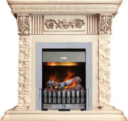 Каминокомплект Luxemburg (каменный) - Сланец/Cлоновая кость с патиной с очагом Danville Chrome FB2