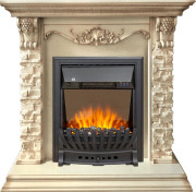 Каминокомплект Adriana - Cлоновая кость с очагом Aspen Black