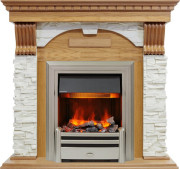 Каминокомплект Dublin - Дуб / Сланец белый с очагом Chesford