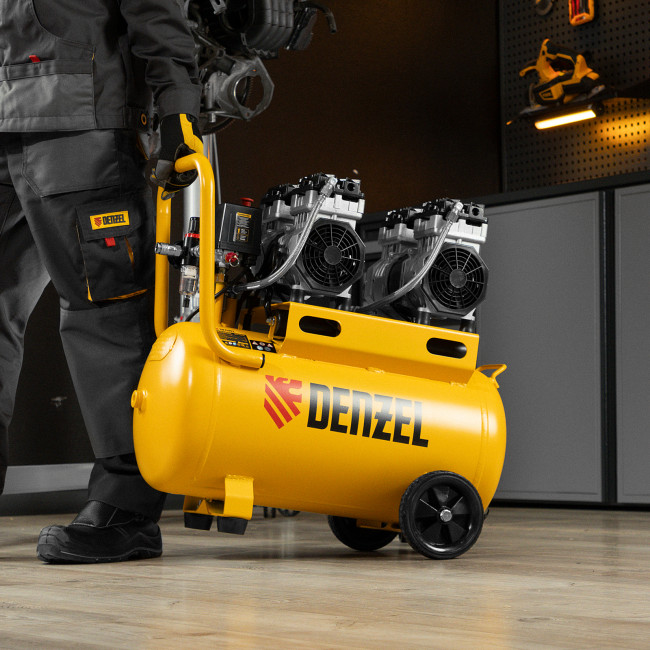 Компрессор безмасляный, малошумный DLS 1500/50, 1500 ВТ, 2x750, 50 л, 260 л/мин Denzel Компрессор безмасляный, малошумный DLS 1500/50, 1500 ВТ, 2x750, 50 л, 260 л/мин Denzel