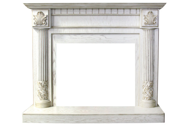 Каминокомплект Rodos - Белый дуб, патина золото с очагом Dioramic 33 LED FX