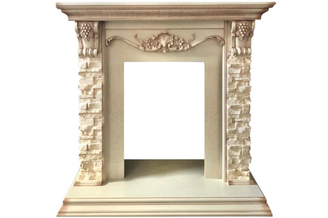 Каминокомплект Adriana - Cлоновая кость с очагом Fobos FX Brass