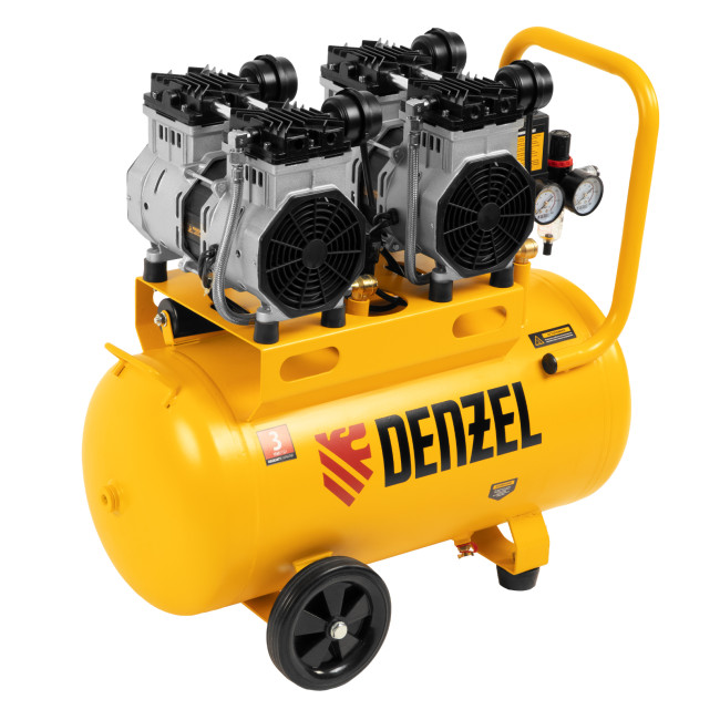 Компрессор безмасляный, малошумный DLS 2200/50, 2200 Вт, 2x1100, 50 л, 380 л/мин Denzel Компрессор безмасляный, малошумный DLS 2200/50, 2200 Вт, 2x1100, 50 л, 380 л/мин Denzel