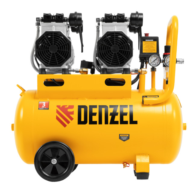 Компрессор безмасляный, малошумный DLS 2200/50, 2200 Вт, 2x1100, 50 л, 380 л/мин Denzel Компрессор безмасляный, малошумный DLS 2200/50, 2200 Вт, 2x1100, 50 л, 380 л/мин Denzel