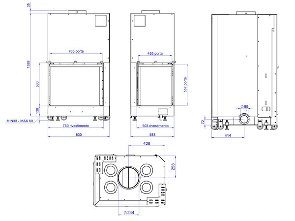 MCZ Forma 75 DX угловая, цельное стекло