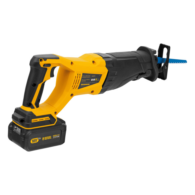 Пила сабельная аккумуляторная бесщет BRC-120, 18В Li-Ion Denzel Пила сабельная аккумуляторная бесщет BRC-120, 18В Li-Ion Denzel