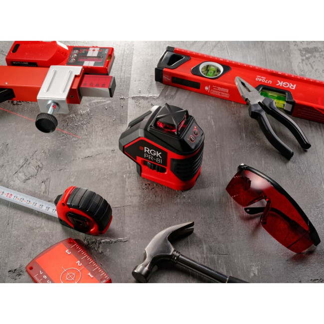 Комплект: лазерный уровень RGK PR-81 + штанга-упор RGK CG-2 Комплект: лазерный уровень RGK PR-81 + штанга-упор RGK CG-2