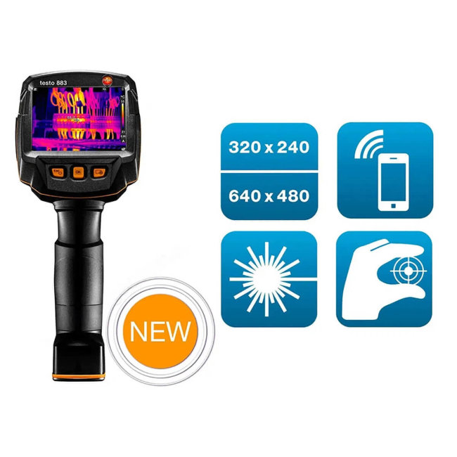 Тепловизор Testo 883 с 2 объективами и принадлежностями Тепловизор Testo 883 с 2 объективами и принадлежностями
