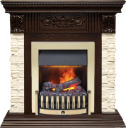 Каминокомплект Luxemburg (каменный) - Сланец/Темный дуб с очагом Danville Brass FB2