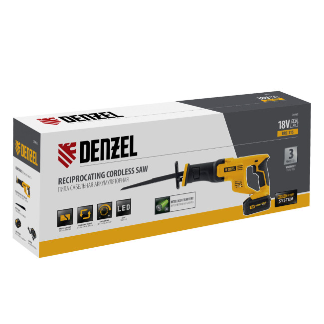 Пила сабельная аккумуляторная CRC-115, 18В Li-Ion Denzel Пила сабельная аккумуляторная CRC-115, 18В Li-Ion Denzel