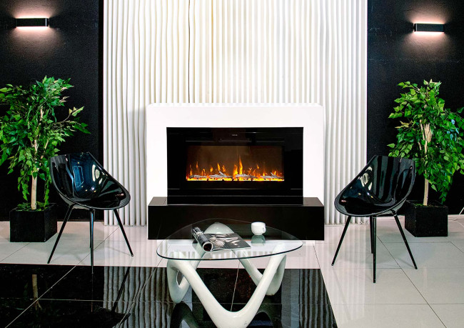 Каминокомплект Sorrento угловой - Орех с очагом Aspen Black