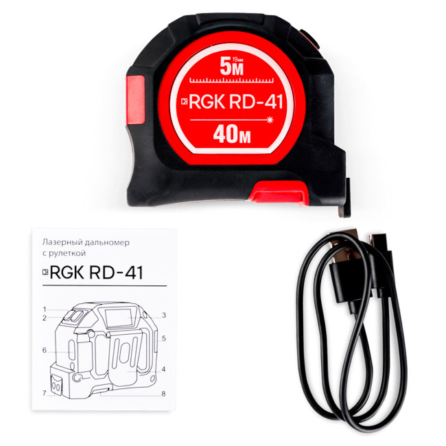 Лазерный дальномер RGK RD-41 с рулеткой Лазерный дальномер RGK RD-41 с рулеткой