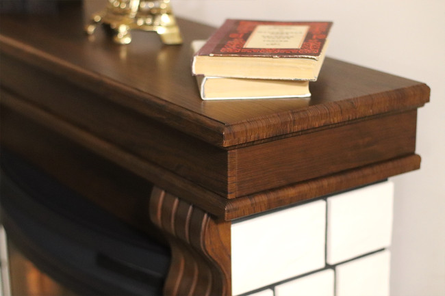 Каминокомплект Porto (Разборный) - Орех/Белый камень с очагом Jupiter FX New