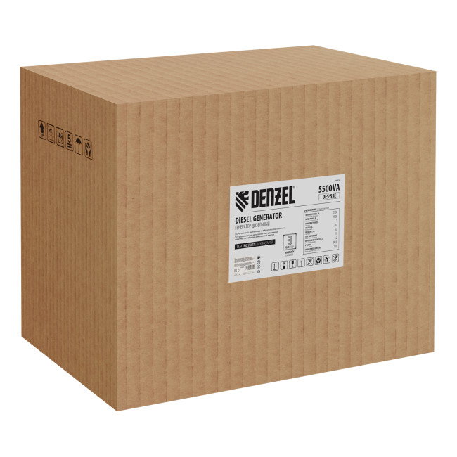 Генератор дизельный DES-55E, 5,5 кВт, 230 В, 11 л, электростартер Denzel Генератор дизельный DES-55E, 5,5 кВт, 230 В, 11 л, электростартер Denzel