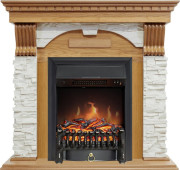 Каминокомплект Dublin - Дуб / Сланец белый с очагом Fobos FX Black