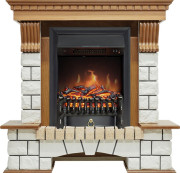 Каминокомплект Pierre Luxe - Дуб / Белый с очагом Fobos FX Black