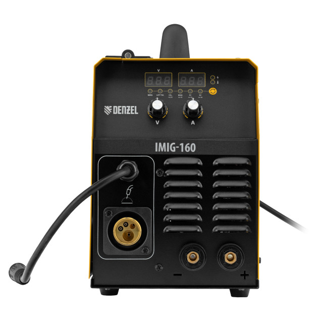 Аппарат инвертор. полуавтомат. cварки IMIG-160 Synergy, 160 А, ПВ 60%, катушка 5 кг Denzel Аппарат инвертор. полуавтомат. cварки IMIG-160 Synergy, 160 А, ПВ 60%, катушка 5 кг Denzel