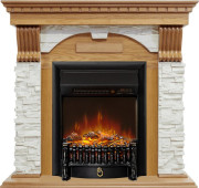 Каминокомплект Dublin - Дуб / Сланец белый с очагом Fobos FX M Black RC