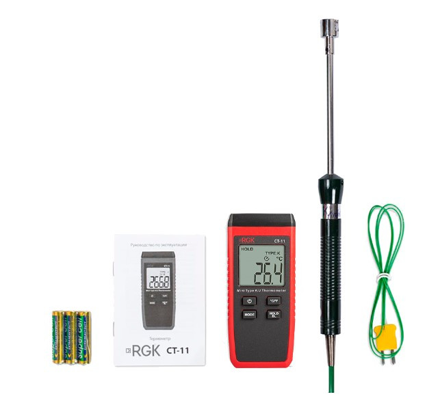 Термометр RGK CT-11 с поверхностным зондом TR-10S с поверкой Термометр RGK CT-11 с поверхностным зондом TR-10S с поверкой